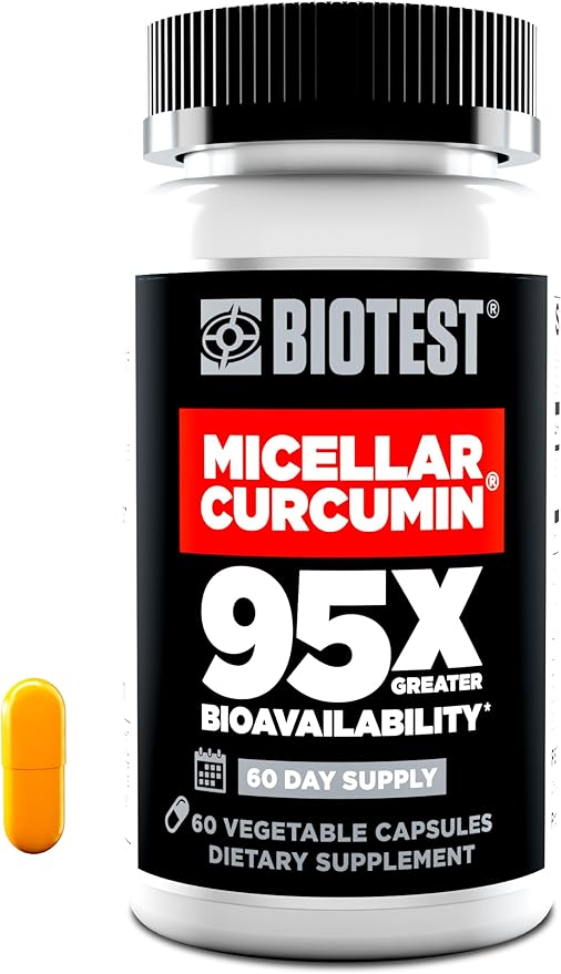 Biotest Micellar Curcumin - 95x Greater Absorption for Joint Health, Healthy Inflammation Response & Recovery - 60 Capsules (60 Day Supply)