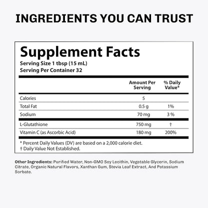 Aurora Nutrascience, Mega-Liposomal Liquid Glutathione + Vitamin C, Antioxidant, Immune System Support, 750 mg per Serving,16 fl oz (480 mL)