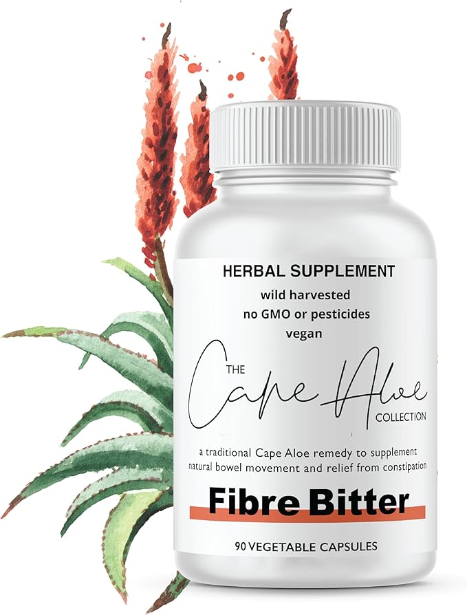 Cape Aloe Ferox Fiber Bitter 90 Capsules | Powerful 3-Day Cleanse | Potent 100% Organic Cleanse for Your Gut and Colon | Helps with Bloating, Gas, Constipation | Feel Lighter and More Engerized