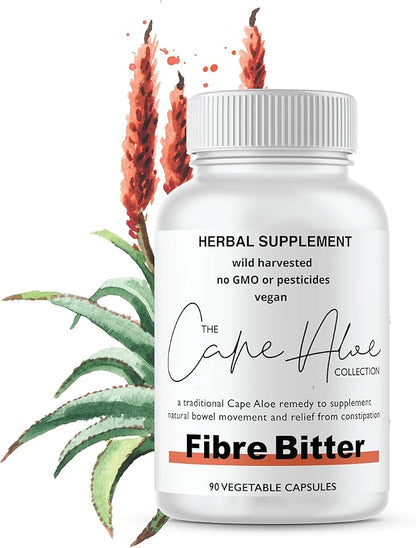 Cape Aloe Ferox Fiber Bitter 90 Capsules | Powerful 3-Day Cleanse | Potent 100% Organic Cleanse for Your Gut and Colon | Helps with Bloating, Gas, Constipation | Feel Lighter and More Engerized