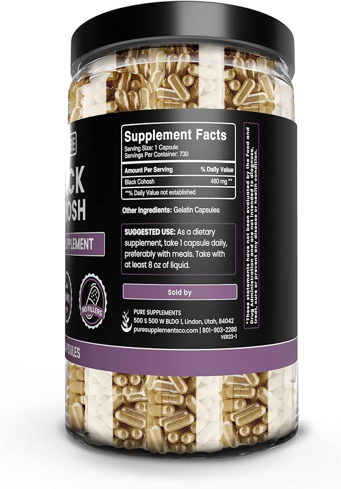 Pure Original Ingredients Black Cohosh (730 Capsules) No Magnesium Or Rice Fillers, Always Pure, Lab Verified