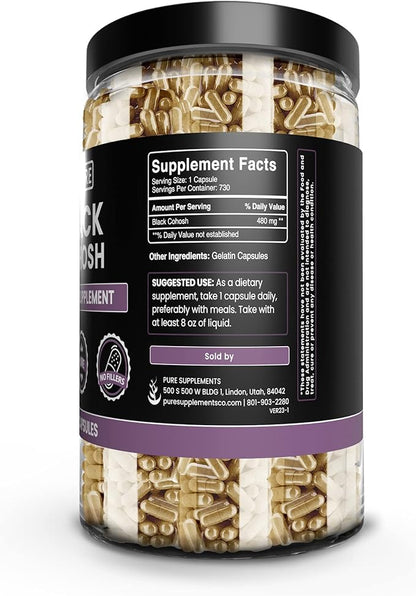 Pure Original Ingredients Black Cohosh (730 Capsules) No Magnesium Or Rice Fillers, Always Pure, Lab Verified