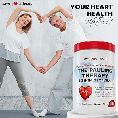 Cardio Health Powder Supplement - The Pauling Therapy Essentials Formula (PTEF) Healthy Vitamin C, B-12, L-Lysine, L-Arginine, Magnesium, Zinc + Vitamins, Minerals & Antioxidants