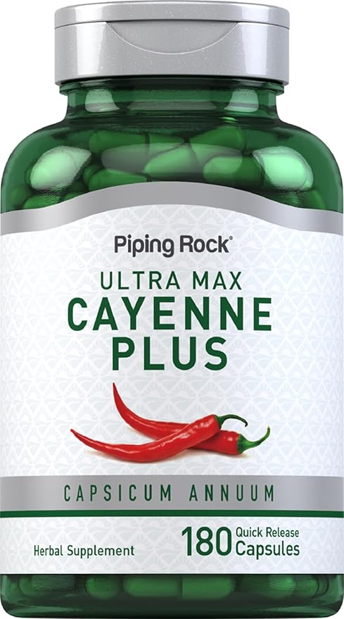 Piping Rock Cayenne Pepper Capsules | 180 Count | Capsicum Annuum | Plus Ginger and Hawthorn Berry | Herbal Supplement | Non-GMO, Gluten Free