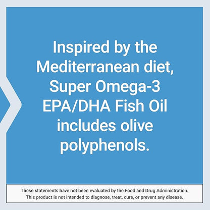 Super Omega-3 EPA/DHA Fish Oil, Sesame Lignans & Olive Extract - For Heart & Brain Health – For Inflammation & Cholesterol Management – Gluten-Free, Non-GMO – Lemon Flavor 120 Softgels