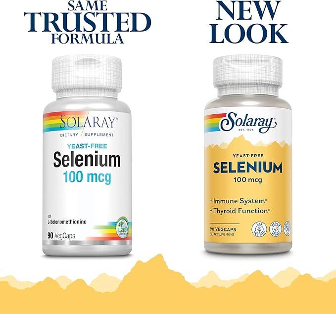 Solaray Yeast Free Selenium 100mcg, Healthy Immune & Thyroid Function Support, Enhanced Absorption, 90 Serv, 90 VegCaps