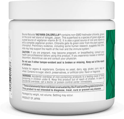 Source Naturals Chlorella from Yaeyama, a Source of Vegetarian Vitamin B-12, Non GMO Dietary Supplement - 4 oz Powder