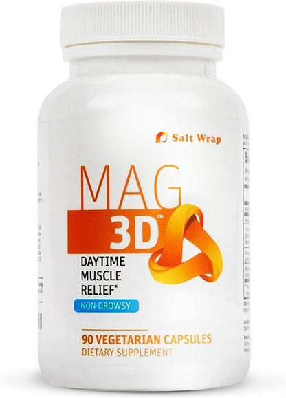 SaltWrap Mag 3D – Daytime (Non-Drowsy) Leg Cramp & Muscle Relief Support - Natural Supplement for Muscle and Nerve Health with Turmeric, Alpha Lipoic Acid & Magnesium