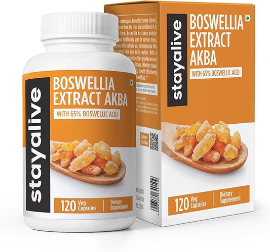 STAY ALIVE Boswellia Serrata Extract Capsules 1000mg with AKBA and 65% Boswellic Acid, 12:1 Resin Extract Powder, 120 Count for 2-Month Supply, Non-GMO and Gluten-Free Boswellia Supplement