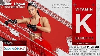 Superior Source Vitamin K 100 mcg - Bone Strength & Health Support Supplement - Vitamin K Supplement Aids Blood Health & Calcium Absorption - 30 Sublingual Dissolving Tablets