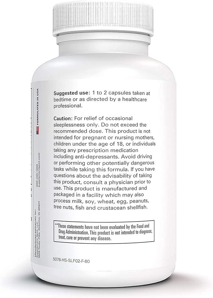 Sleep Well Natural Sleep Aid – Non-Habit Formula Supplement for Adults w/Magnesium, L-Theanine, GABA & Serotonin – Sleep Support Supplement for Adults (60 Capsules, 30 Servings)