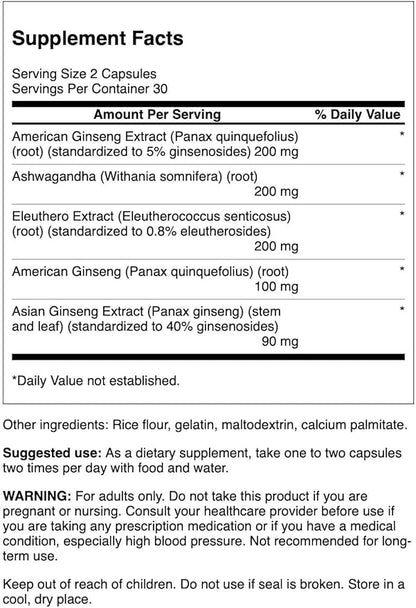 Swanson Dual Ginseng Plus 60 Capsules