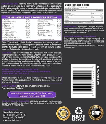 Collagen and Whey Protein Powder Complex Health Supplement - Vanilla Flavor - 16oz (21 Servings)