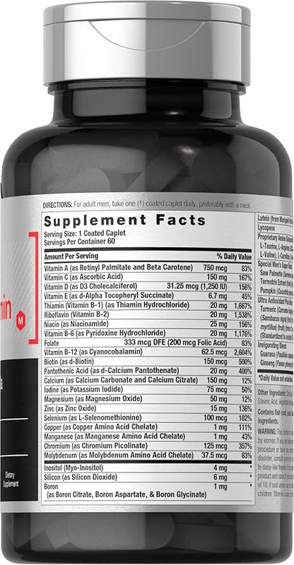 Horbäach Mens Multivitamin | 60 Caplets | Advanced Formula | with Vitamin C, D, Magnesium, Minerals & More | Non-GMO & Gluten Free Supplement