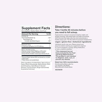 More Labs Dream Well, 5MG Melatonin Holistic Sleep Drink Solution, Non-Habit Forming with 5HTP, Lemon Balm, Jujube Seed, Glycine (Pack of 12)