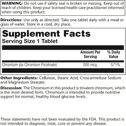 Solaray Chromium Picolinate 200mcg | 100ct