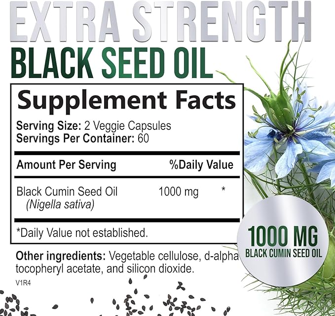 Black Seed Oil Softgels 1000mg - Premium Nigella Sativa Blackseed, Pure Natural Black Cumin Seed Oil & Antioxidant for Skin & Immune Support - Non GMO, Bottled in USA Supplement - 120 Softgels