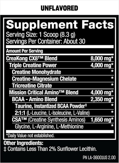 Mutant CREAKONG CX8 – Advanced Creatine + Amino Supplement with 4g Triple Creatine Blend, 4g Amino Blend (BCAAs & Taurine) for Muscle Growth & Performance – Unflavoured, 249g (30 Servings)