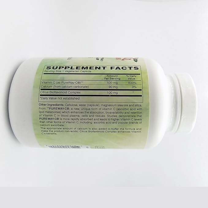 PureWay-C 500 MG with 100 MG Bioflavonoids, Buffered, 240 Vegetarian Capsules (8 Month supply)