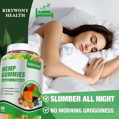 Hemp Gummies (3 Packs), High Potency Edible Gummies Extra Strength Sleep, Pain, Anxiety Organic Hemp Oil Extract Vegan Bear Gummy - 240 Counts Candy