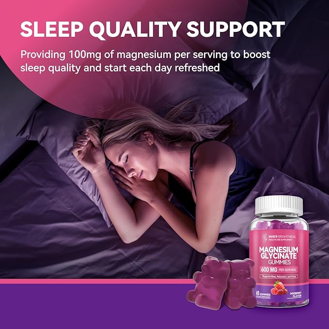 Magnesium Glycinate Gummies - Magnesium Gummies for Adults, for Sleep, Relaxation & Focus, Non - GMO, Gluten - Free, Mixed Berry and Pineapple Flavors, 120 Count (60 of Each)