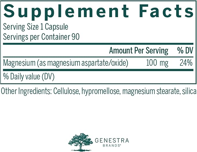 Genestra Brands Magnesium | Magnesium Aspartate Mineral Supplement | 90 Capsules