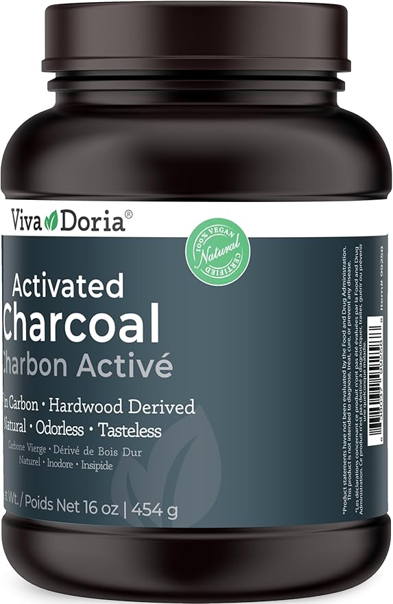 Viva Doria Virgin Activated Charcoal Powder, Hardwood Derived, Food Grade, 16 Oz (1 Pound)