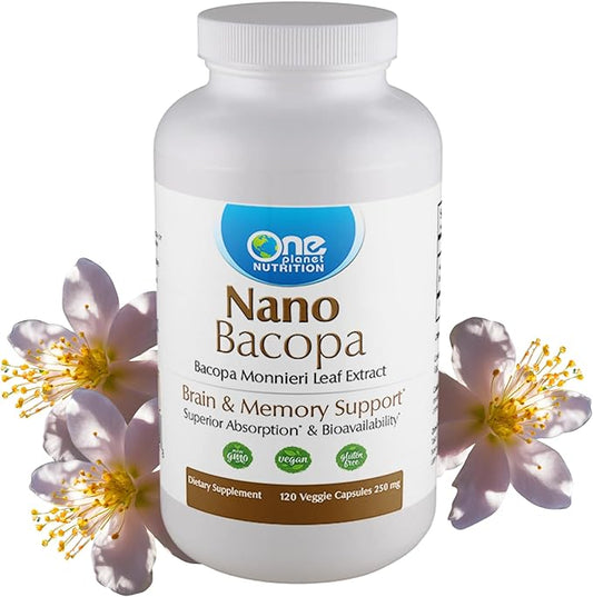 Nano Bacopa 250 mg Veggie Capsules (120 Servings), Bacopa monnieri Extract, Nano for Easy Absorption, Enhances Memory & Focus, Non-GMO, Vegan, Gluten-Free