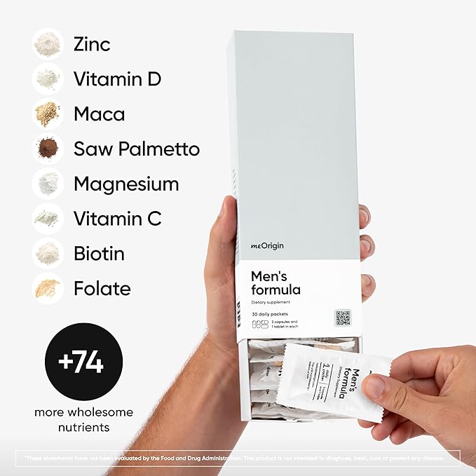 Multivitamin for Men, All-in-One Supplement Complex with Zinc, Vitamin D, C, B12, Maca, Biotin, Saw Palmetto – 82 Nutrients for Men's Health Support, Energy, Healthy Hair, 30 Day Supply