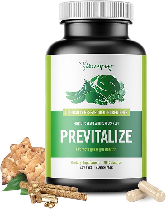 BB Company Previtalize | Prebiotics for Women, Prebiotic Fiber for Gut Health, Digestive Health | Food for Good Probiotics | Complement to Probiotics & Provitalize | Packaging Vary | 60 Ct