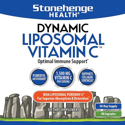 Dynamic Liposomal Vitamin C 1500mg - 90 Capsules - Advanced Formula - Phospholipids sourced from Non-GMO Sunflower, Supports Healthy Immune System, Collagen Synthesis, and Brain Health*