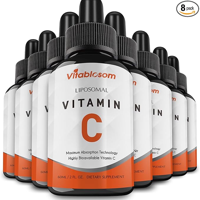 Liposomal Vitamin C 2000mg Liquid for Adults, High Absorption VIT C, Maximize Vitamin C, Good for Immune System & Antioxidant, 60ML (8 Bottles)