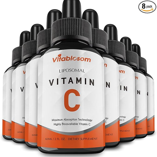 Liposomal Vitamin C 2000mg Liquid for Adults, High Absorption VIT C, Maximize Vitamin C, Good for Immune System & Antioxidant, 60ML (8 Bottles)