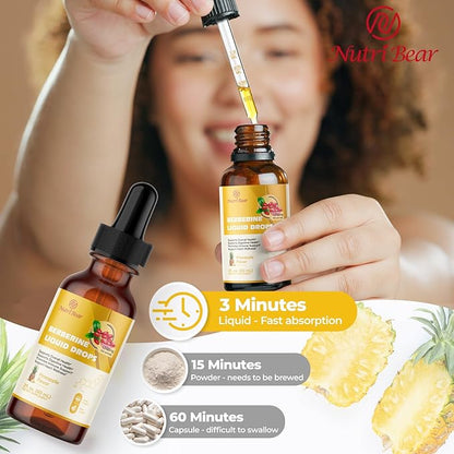 Berberine Supplement Liquid Drops, AMPK Berberine with Ceylon Cinnamon, Turmeric, Bitter Melon, 12 Organic Ingredients, 10X Strength Vegan Supplement for Immune & Digestive Support, 2 fl oz