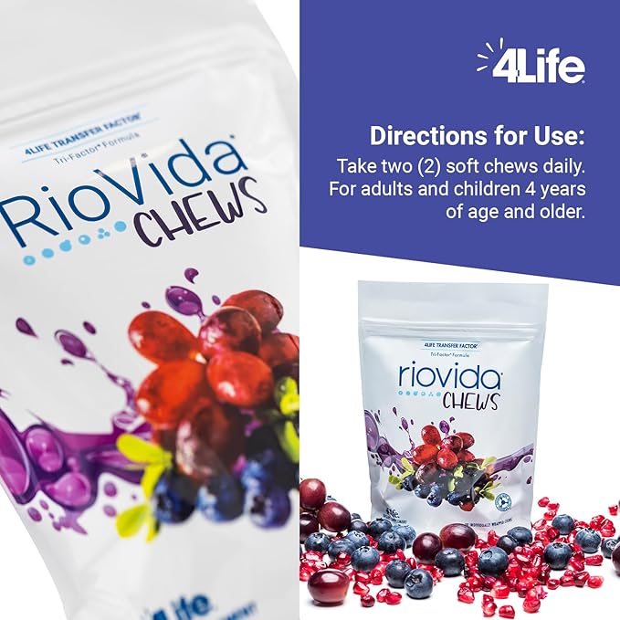 4Life RioVida Chews, Supplement Supports Immune System & Healthy Aging with Elderberry, Acai Berry & Transfer Factor Proteins - 30 Chews