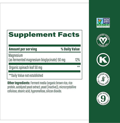 MegaFood Magnesium - Supports heart & nervous system - Magnesium Supplement with fermented Magnesium Glycinate - Vegan, Gluten-Free, Non-GMO and Kosher - Made Without 9 Food Allergens - 90 Tabs