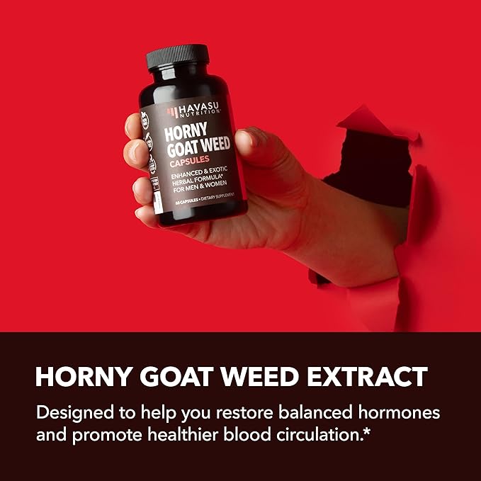 Horny Goat Weed Capsules for Men & Women - Extra Strength Performance & Energy Support with Tongkat Ali, Muira Puama, and Saw Palmetto - 2 Month Supply Herbal Supplement for Increased Endurance