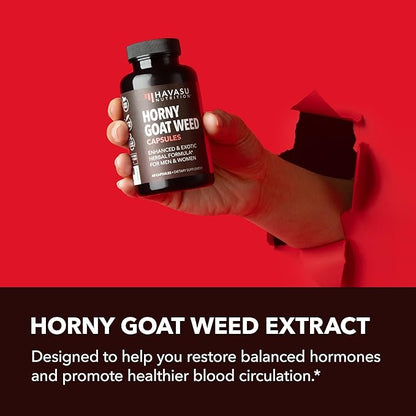Horny Goat Weed Capsules for Men & Women - Extra Strength Performance & Energy Support with Tongkat Ali, Muira Puama, and Saw Palmetto - 2 Month Supply Herbal Supplement for Increased Endurance