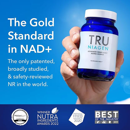 TRU NIAGEN - Patented Nicotinamide Riboside NAD+ Supplement. NR Supports Cellular Energy Metabolism & Repair, Vitality, Healthy Aging of Heart, Brain & Muscle - 60 Servings / 120 Capsules