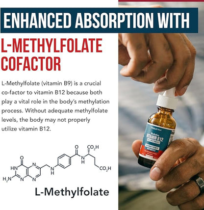 Organic Vitamin B12 - 5000 mcg, 3 BioActive B12 Forms: Methyl B12, Adenosyl B12 & Hydroxy B12 - Plus L-Methylfolate Cofactor | Sublingual Form, Cherry Flavor, Vegan, Non-GMO (120 Servings - 2 Pack)