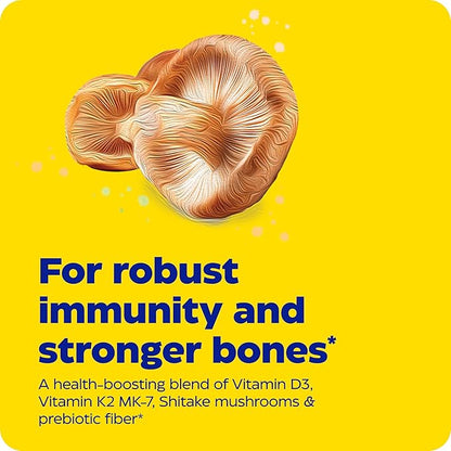 Enzymedica, Organic Vitamin D3+K2, 5,000 IU VIT D3 & 90 mcg VIT K2 MK-7, with Shitake Mushrooms & Prebiotic Fiber, Vegan, 60 Count