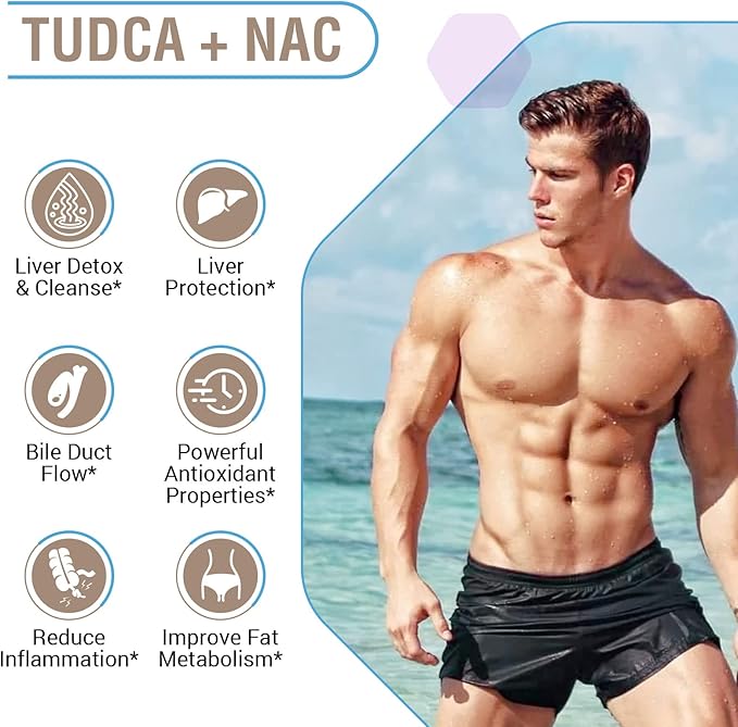 TUDCA with NAC Supplement 1200mg - 120 Capsules,Powerful TUDCA Bile Salt Plus N-Acetyl-Cysteine,Antioxidant Supplements for Liver,Digestion