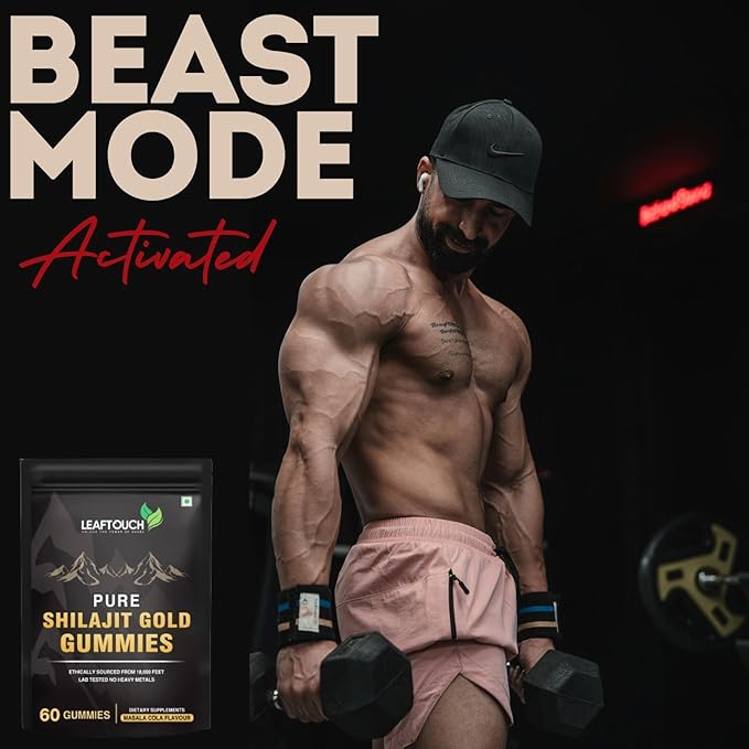 LEAFTOUCH Shilajit Gold Gummies | Masala Cola Flavour | Every Gummies are Wrapped in Individual Transparent Wrapper | 60 Gummy.