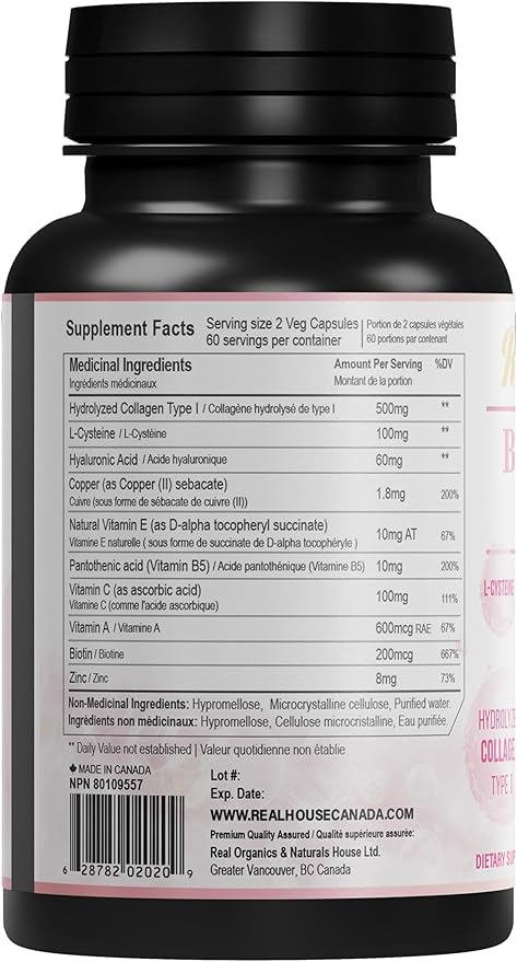 Unique Formula® Premium Beauty Skin 25+ | Hydrolyzed Collagen Type I, Hyaluronic Acid, L-Cysteine, Vitamins C, A, B5, E & Biotin, Copper | Dupport Healthy Skin, Nails, Hair, Glowing Look