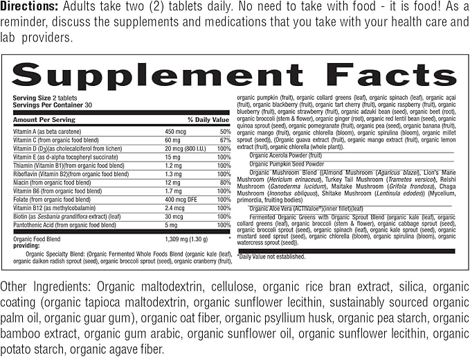 Country Life RealFood Organics for Men – 60 Tablets | 1,300mg Organic Fermented Whole Foods, 7-Mushroom Superfood & Aloe – Certified Gluten-Free, Vegan & USDA Organic Multivitamin