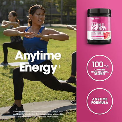 Optimum Nutrition Amino Energy - Pre Workout with Green Tea, BCAA, Amino Acids, Keto Friendly, Green Coffee Extract, Energy Powder - Watermelon, 65 Servings (Packaging May Vary)