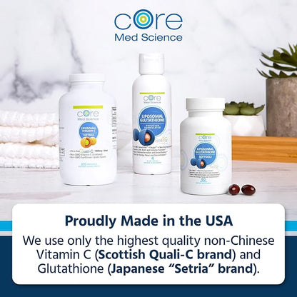 Core Med Science Liposomal Glutathione Supplement (500mg, 60 Softgels) - Pure Reduced Setria with Phospholipid Complex - Antioxidant Supplement for Energy, and Skin