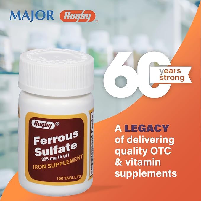 Rugby - Ferrous Sulfate 325 mg. - 100 Tablets