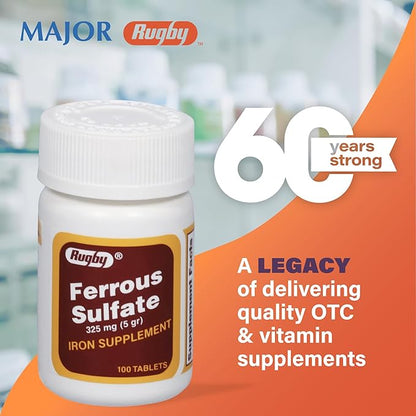 Rugby - Ferrous Sulfate 325 mg. - 100 Tablets