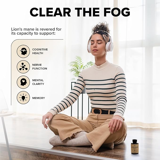 Lions Mane Supplement Capsules with Turkey Tail – Nootropic Brain Fog, Focus, Memory, Nerve Function, & Immune Support Supplement – Non-GMO 1200 Mg Lions Mane Mushroom Supplement, 120 Caps.